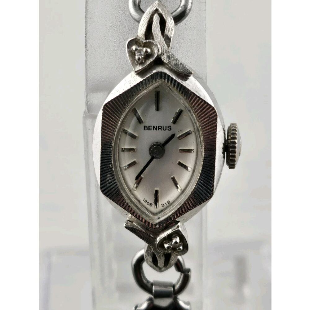 Ladies 50s Swiss Benrus Diamond Heart 17J Cocktail Watch Manual Wind GL2R7 Runs